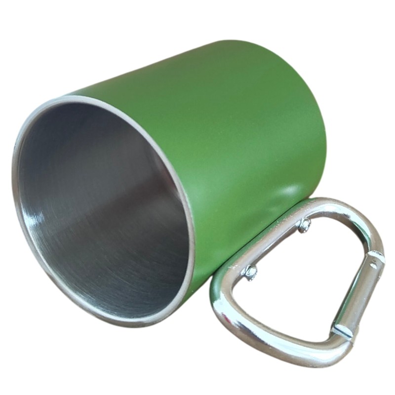 Cana cu Carabiniera Inox Verde Mat Nu Vad Nu Aud Dar Zic