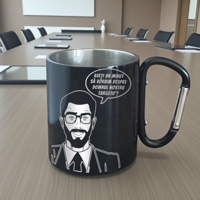 Cana cu Carabiniera Inox Negru Domnul Nostru Targetu