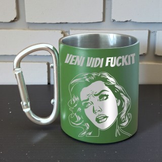 Cana cu Carabiniera Inox Verde Mat Veni Vidi F**kit