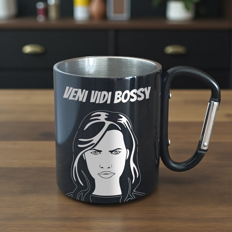 Cana cu Carabiniera Inox Negru Veni Vidi Bossy
