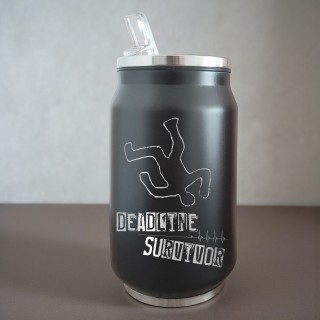 Termos Personalizat Doza cu Pai Inox Negru Deadline Survivor