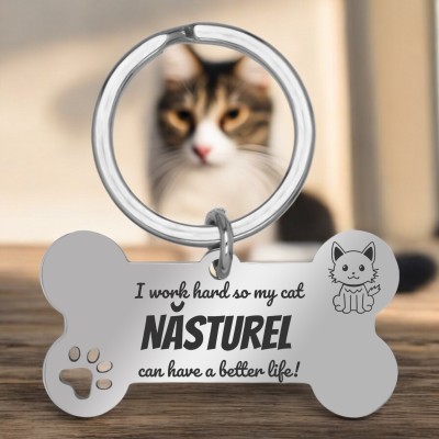 Breloc Personalizat Os Inox Argintiu My Cat