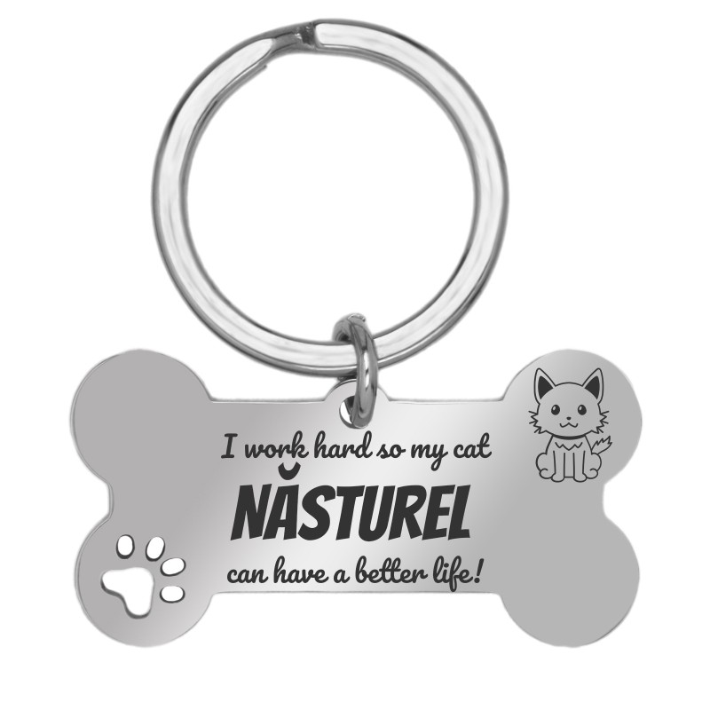 Breloc Personalizat Os Inox Argintiu My Cat