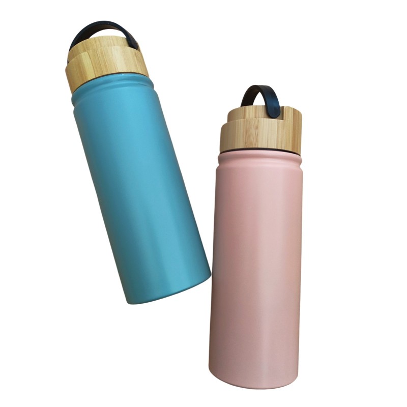 Termos Personalizat Capac Bambus Inox Roz Protest Teambuilding