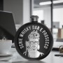 Sticla de buzunar 80ml Personalizata Inox Negru Scrie Whisky dar e Prosecco