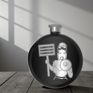 Sticla de buzunar 140ml Personalizata Inox Negru Protest Pro-Teambuilding