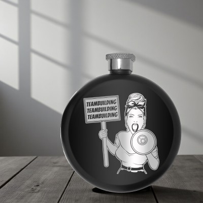 Sticla de buzunar 140ml Personalizata Inox Negru Protest Pro-Teambuilding