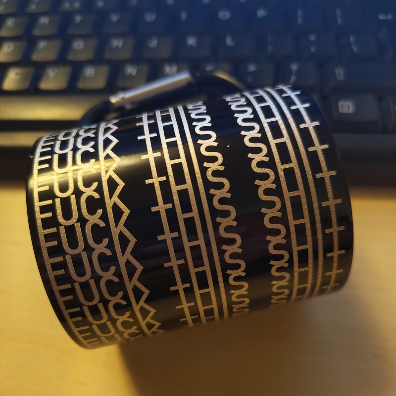Cana cu Carabiniera Inox Negru Mesaj Secret F**k this S**t