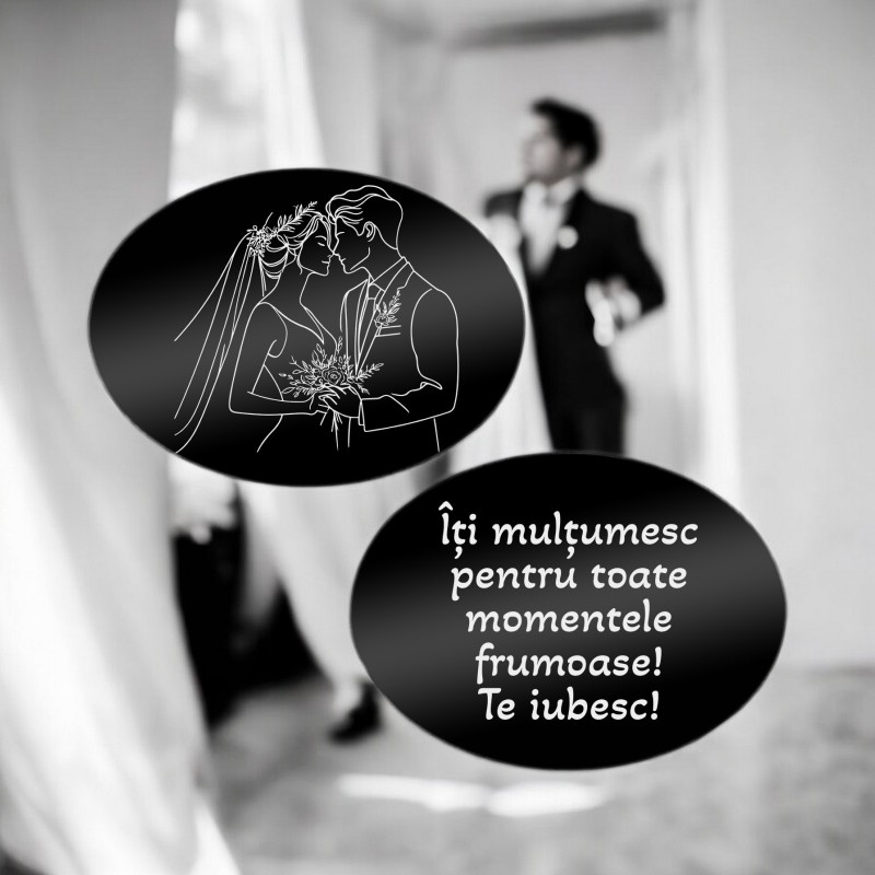 Butoni personalizati Oval Inox Negru Eveniment