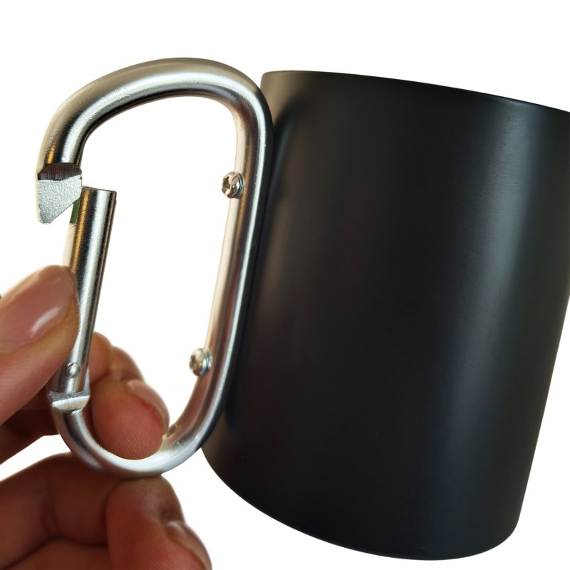                  Cana cu Carabiniera Inox Negru Mat Cu deosebita consideratie  + Mesaj Ascuns
               