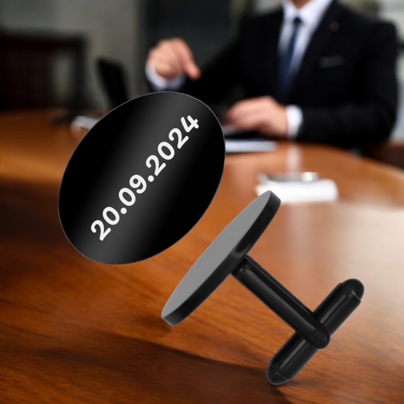                  Butoni personalizati Oval Inox Negru Data
               