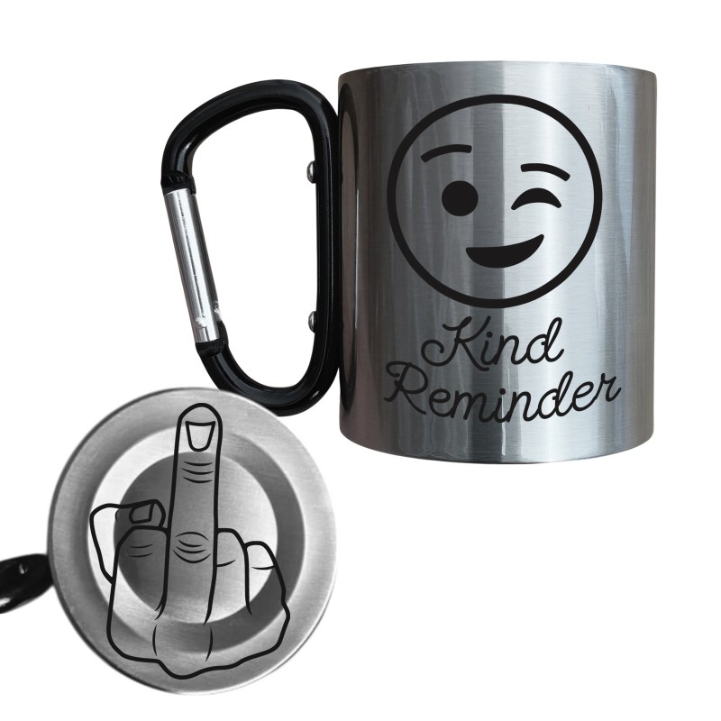                  Cana cu Carabiniera Inox Gri Lucios Kind Reminder  + Mesaj Ascuns
               