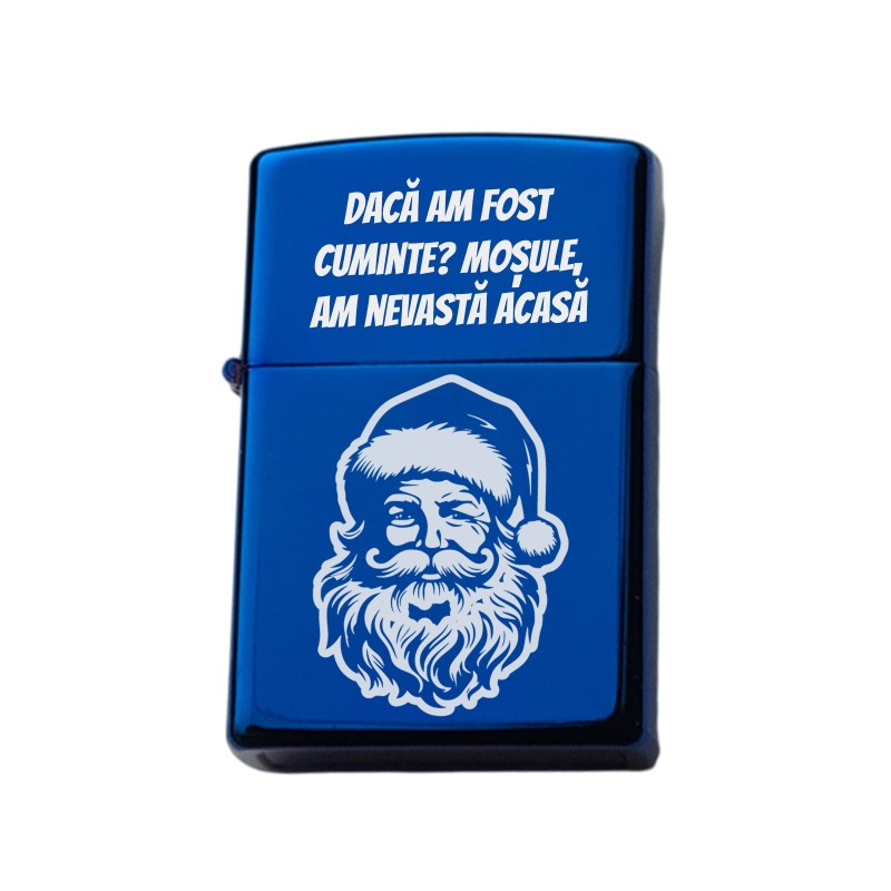 Bricheta Personalizata Inox Albastra Cadou pentru Sot Craciun