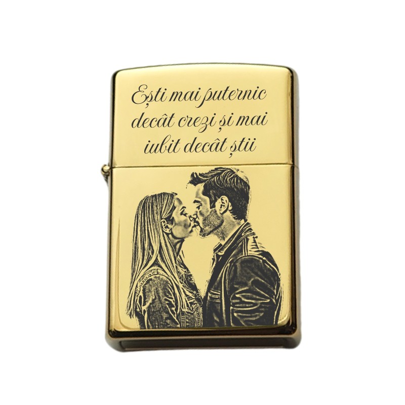                  Bricheta Personalizata Inox Aurie Cadou pentru Sot Poza Mesaj
               