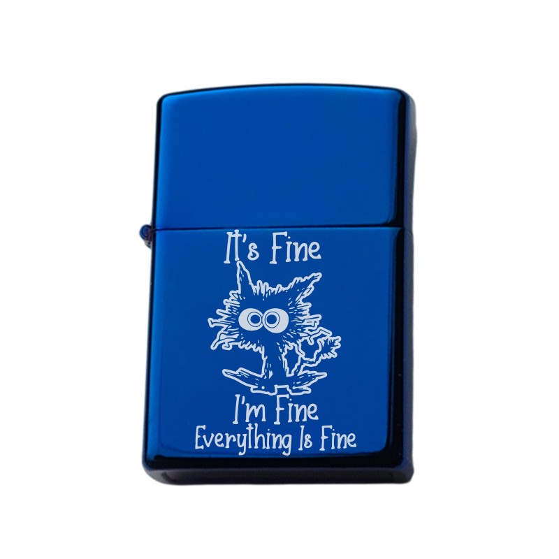                  Bricheta Personalizata Inox Albastra I'm Fine Everything is Fine
               
