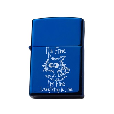 Bricheta Personalizata Inox Albastra I'm Fine Everything is Fine