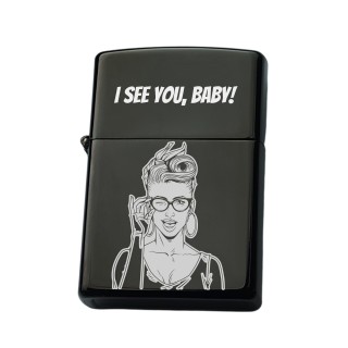 Bricheta Personalizata Inox Negru I see you Baby