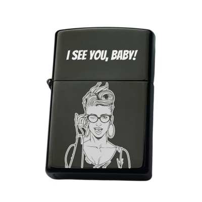 Bricheta Personalizata Inox Negru I see you Baby