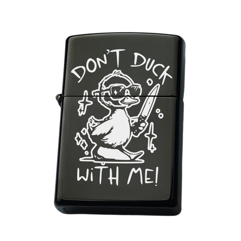 Bricheta Personalizata Inox Negru Don't Duck With Me